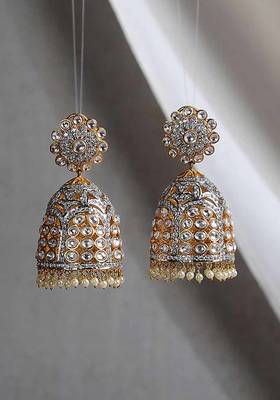 Dual Tone Victorian Polki Jhumkis
 2