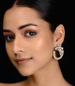 Gold Tone Victorian Polki And Pearl Stud Earrings
