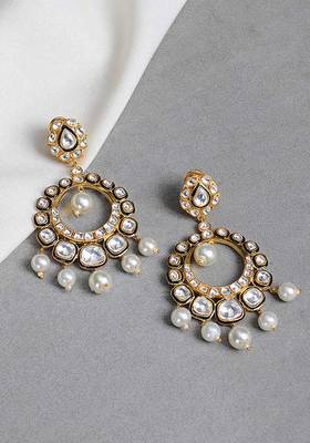 Gold Tone Victorian Polki And Pearl Earrings
 2