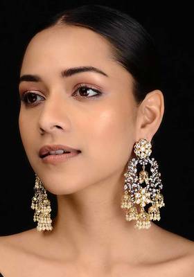 Dual Tone Victorian Polki Jhumki Earrings
 1
