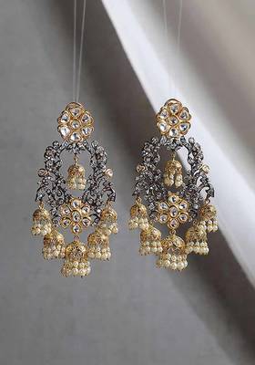 Dual Tone Victorian Polki Jhumki Earrings
 2