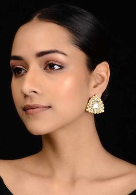 Gold Tone Polki Stud Earrings
 1