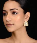 Gold Tone Polki Stud Earrings
