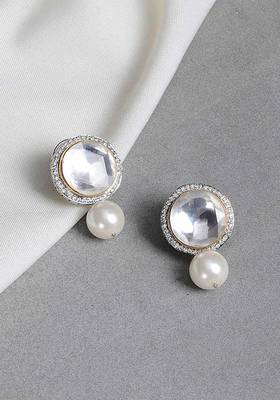 Dual Tone Victorian Polki Stud Earrings
 2