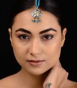 Turquoise Gold Tone Meenakari Maang Tikka

