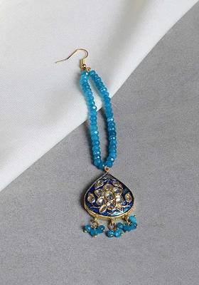 Turquoise Gold Tone Meenakari Maang Tikka

 2