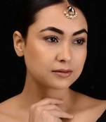 Red Gold Tone Polki And Pearls Maang Tikka
