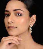 Gold Tone Polki And Pearl Earrings
