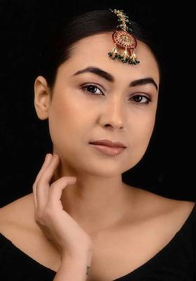 Red-Green Kundan Inspired Jadau Maang Tikka
 1