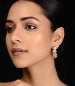 Yellow Gold Tone Kundan Inspired Earrings
