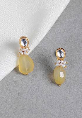 Yellow Gold Tone Kundan Inspired Earrings
 2