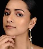 Gold Tone Kundan Inspired Pearl Earrings
