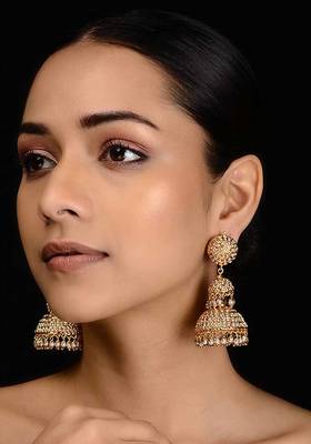 Gold Tone Punjabi Jadau Jhumkis
 1
