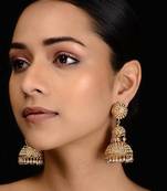 Gold Tone Punjabi Jadau Jhumkis
