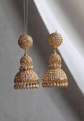Gold Tone Punjabi Jadau Jhumkis
 2