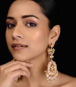 Pink Gold Tone Kundan Inspired Meenakari Earrings
