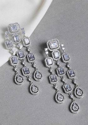 Silver Tone Diamante Earrings
 2