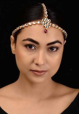 Red Gold Tone Kundan Inspired Mathapatti
 1