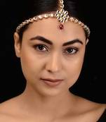 Red Gold Tone Kundan Inspired Mathapatti
