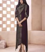 Wine Printed Cotton Poly Cotton Kurtis