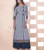 Grey Printed Cotton Poly Cotton Kurtis