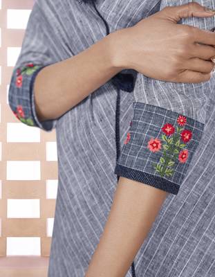 Grey Printed Cotton Poly Cotton Kurtis 2