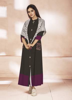 Multicolor Embroidered Cotton Poly Cotton Kurtis 1