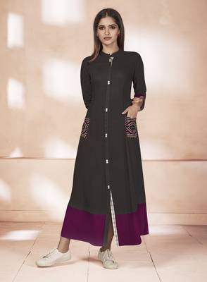 Multicolor Embroidered Cotton Poly Cotton Kurtis 2