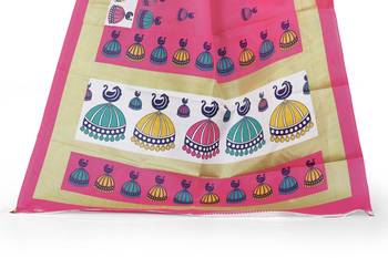   pink printed art silk sarees saree with blouse 4