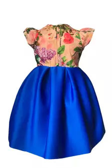 Blue printed polyester kids-frocks