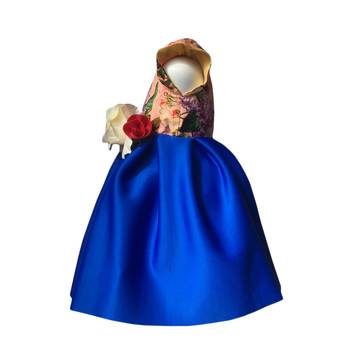 Blue printed polyester kids-frocks 4