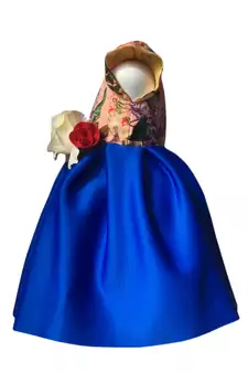 Blue printed polyester kids-frocks