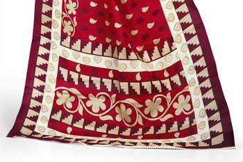 Red printed art silk sarees saree with blouse 4
