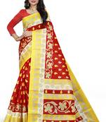 Red printed art silk sarees saree with blouse