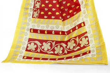 Red printed art silk sarees saree with blouse 5