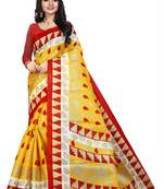   yellow printed art silk sarees saree with blouse