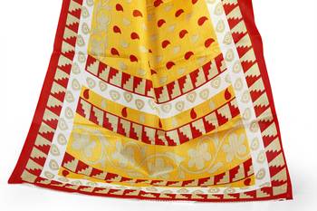   yellow printed art silk sarees saree with blouse 5