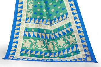 Green printed art silk sarees saree with blouse 4