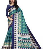Green printed art silk sarees saree with blouse