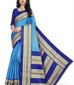 Blue printed art silk sarees saree with blouse