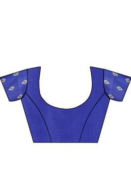 Blue printed art silk sarees saree with blouse 4