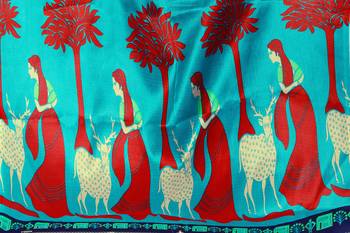   dark blue printed art silk sarees saree with blouse 5