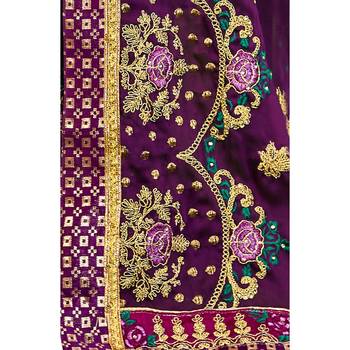 Purple embroidered georgette saree with blouse 2