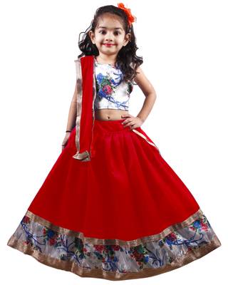 Red lace silk stitched lehenga 3