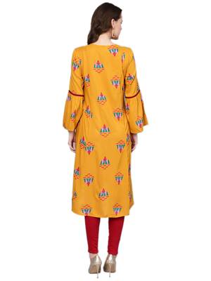 Shree Women Mustard Rayon Abstract Kurta 2