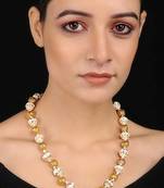 White Gold Tone Kundan Inspired Meenakari Necklace
