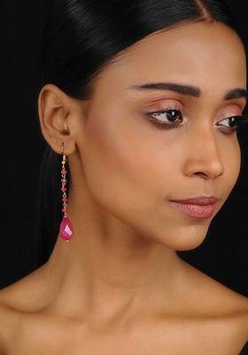 Pink Gold Tone Crystal Earrings
 1