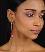 Pink Gold Tone Crystal Earrings
