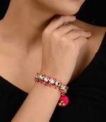 Pink Gold Tone Kundan Inspired Bracelet

