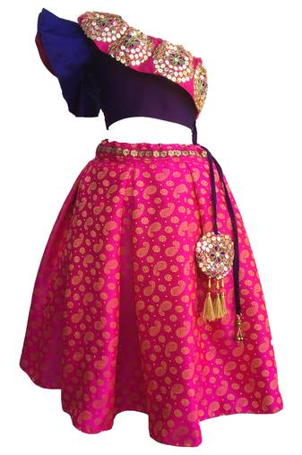 Blue  blouse ,printed Rani chaniya indowestern,designer Lehenha choli  without chunni